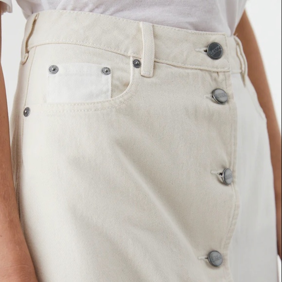 GANNI Scalloped Two-Tone Cream Denim Midi Skirt (34/US 4) - Picture 7 of 16